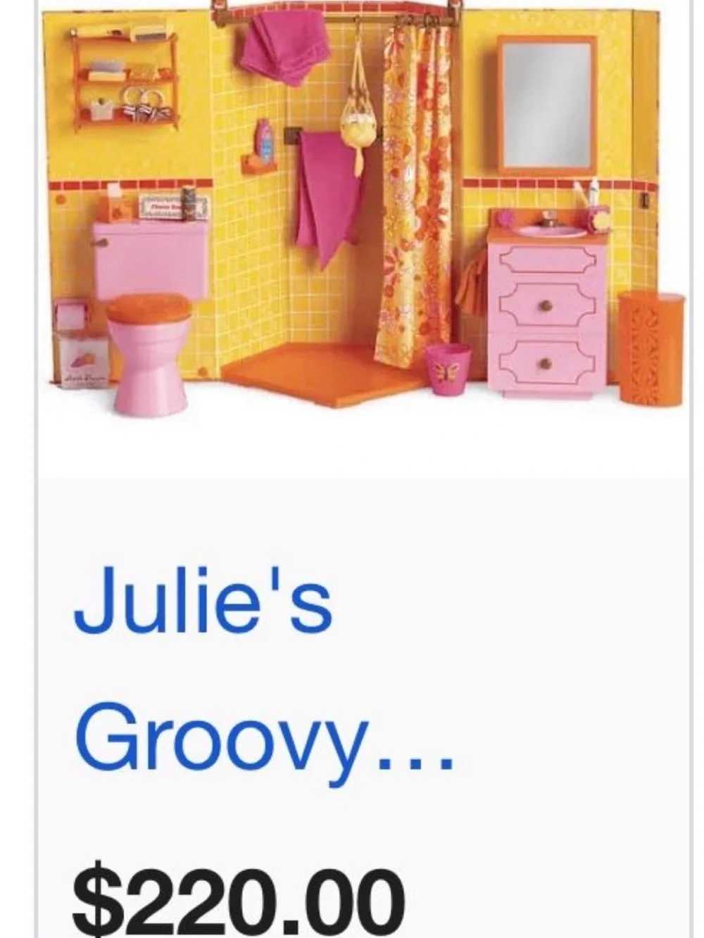 American Girl Julie’s Groovy Pink & Orange Kids Bath Playset